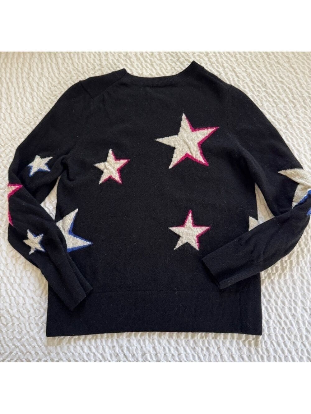 Banana Republic Italian Merino Wool Crewneck Stars Sweater, Black, Size Small - Picture 6 of 9